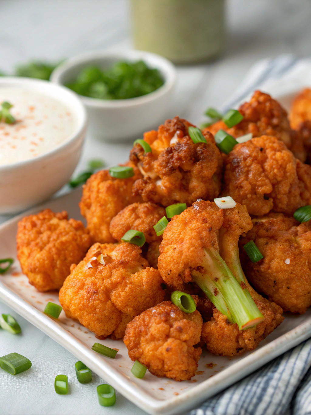 Air-Fried Buffalo Cauliflower Bites cooking process