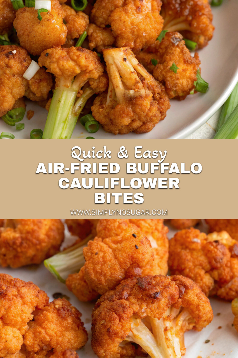 Air-Fried Buffalo Cauliflower Bites Pinterest image