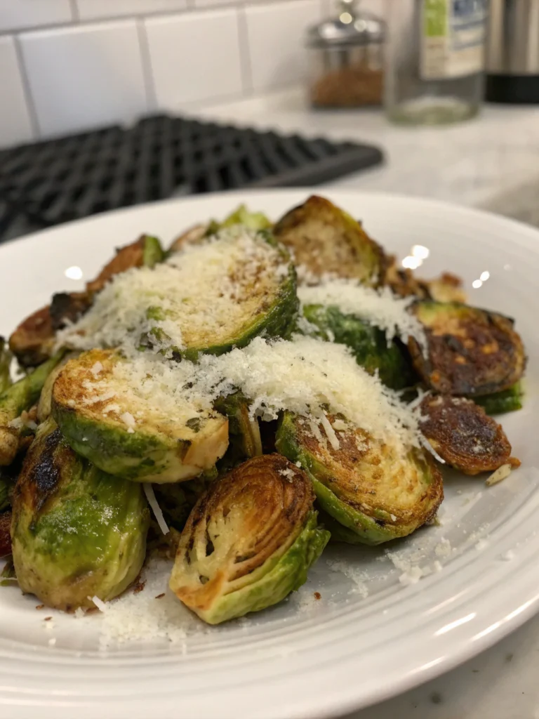 Air Fryer Brussels Sprouts with Parmesan