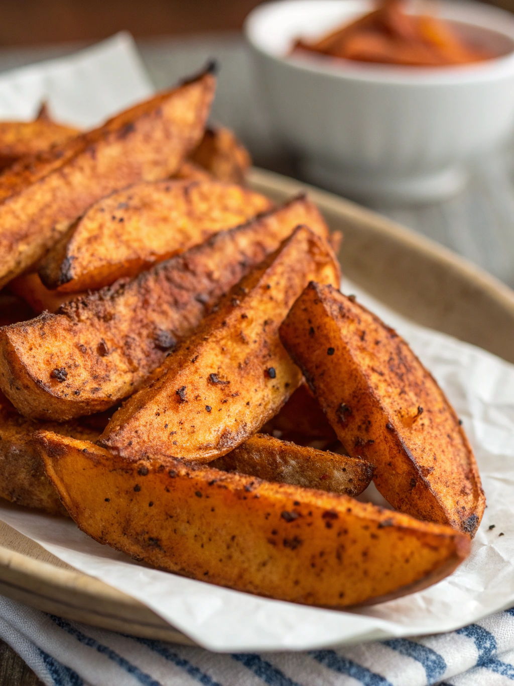 Air Fryer Cajun Sweet Potato Wedges close-up