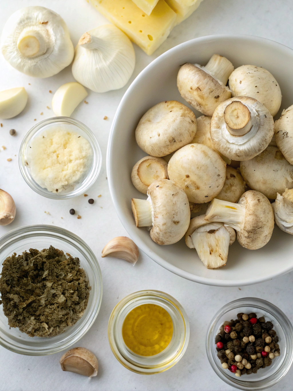 Ingredients for Air Fryer Garlic Butter Mushrooms