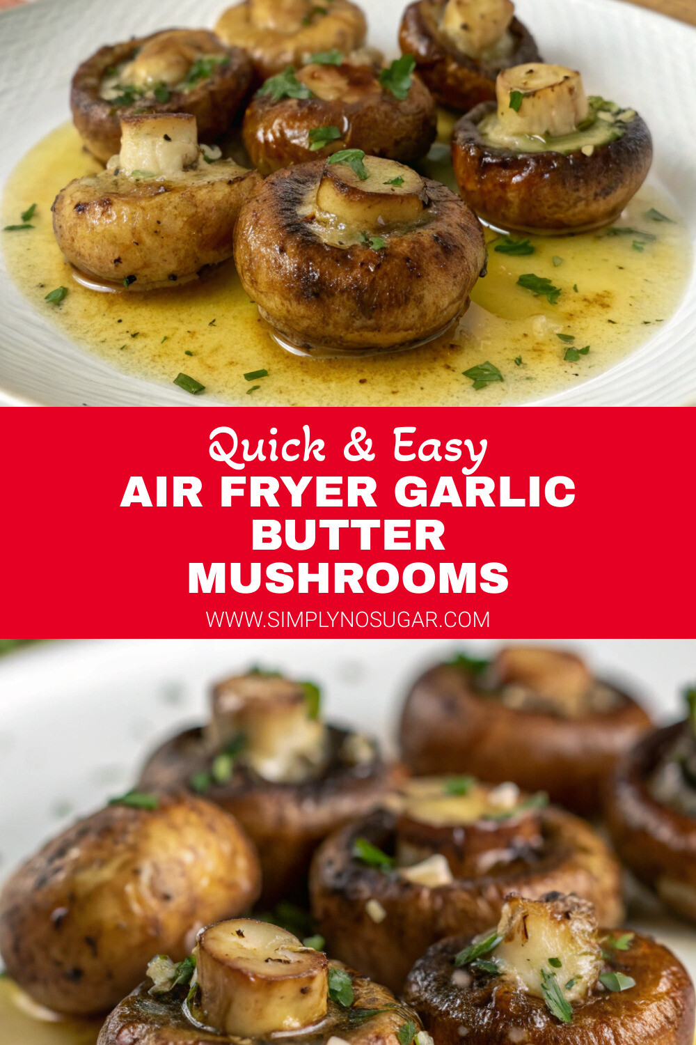 Air Fryer Garlic Butter Mushrooms Pinterest Image