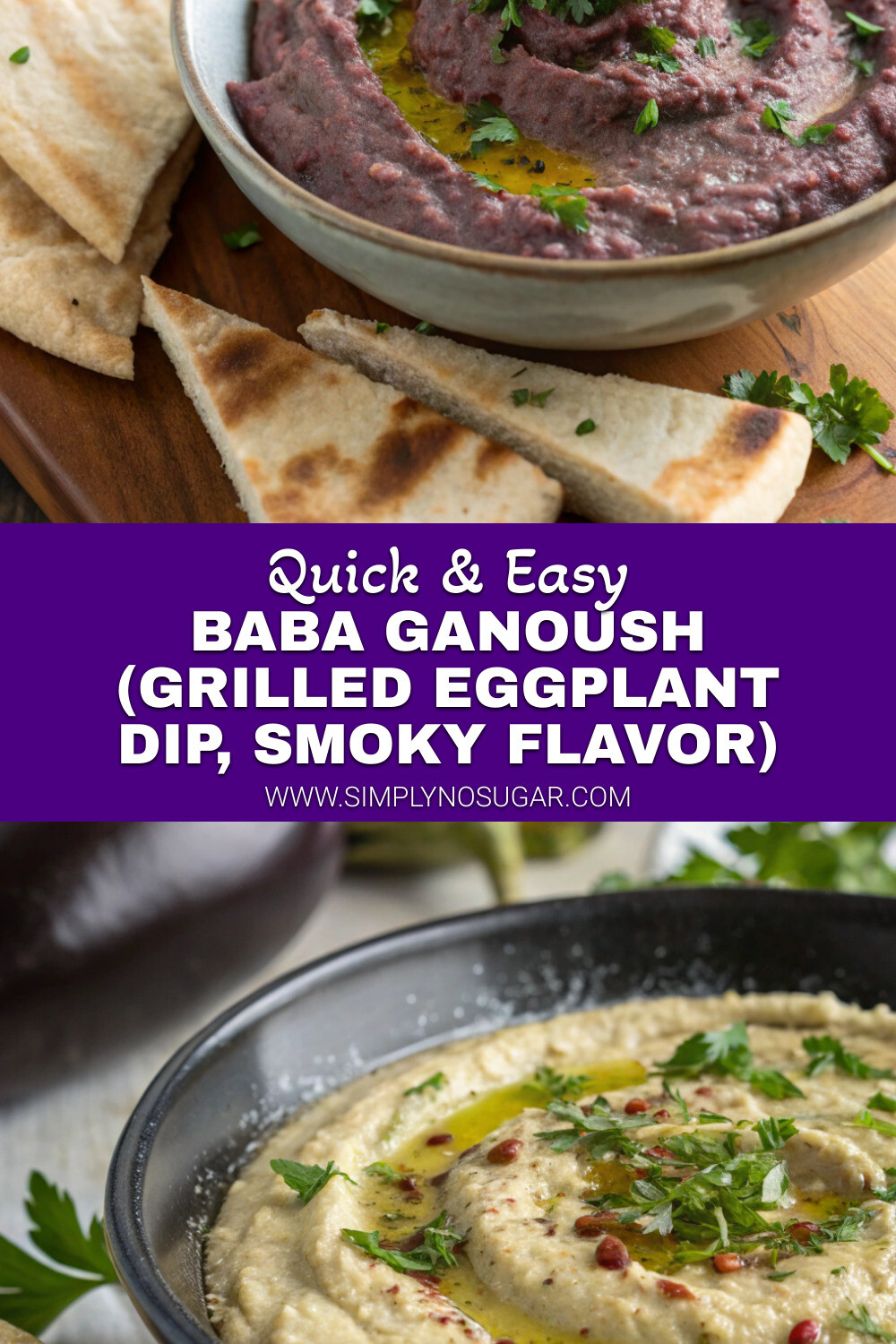 Baba Ganoush Grilled Eggplant Dip Smoky Flavor pinterest