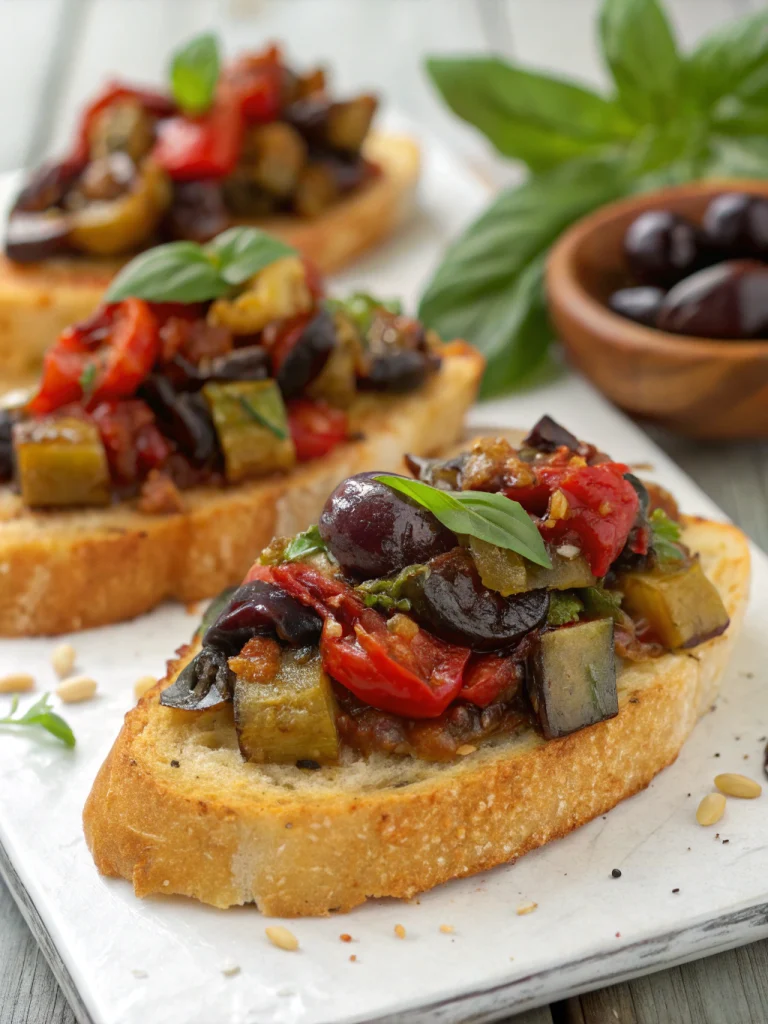 Bruschetta-Crostini With Eggplant Caponata or Ratatouille