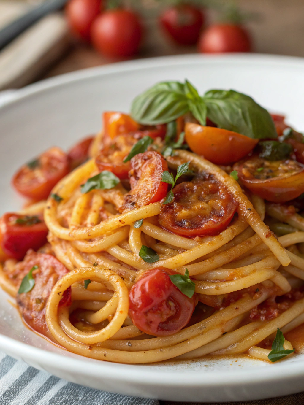 Bucatini with Spicy Summer Tomatoes