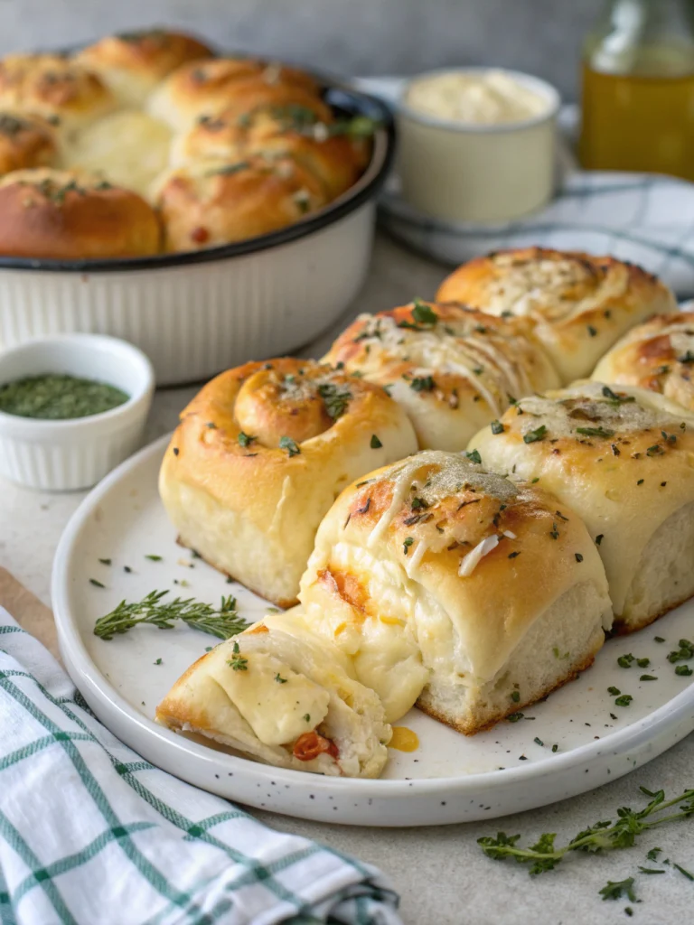 Cheesy Stuffed Garlic Hawaiian Rolls