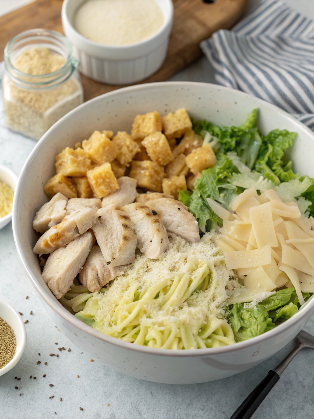 Chicken Caesar Pasta Salad ingredients