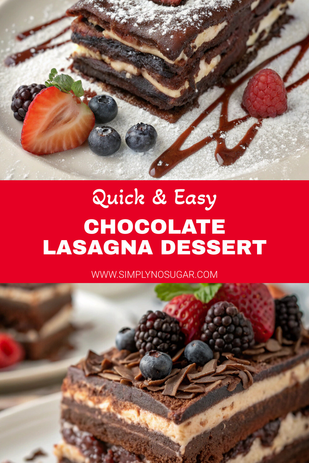 Chocolate Lasagna Dessert Pinterest Image