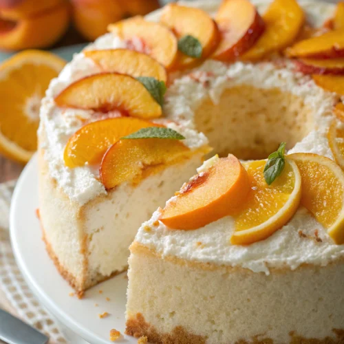 Citrus Angel Food Cake with Peaches 1