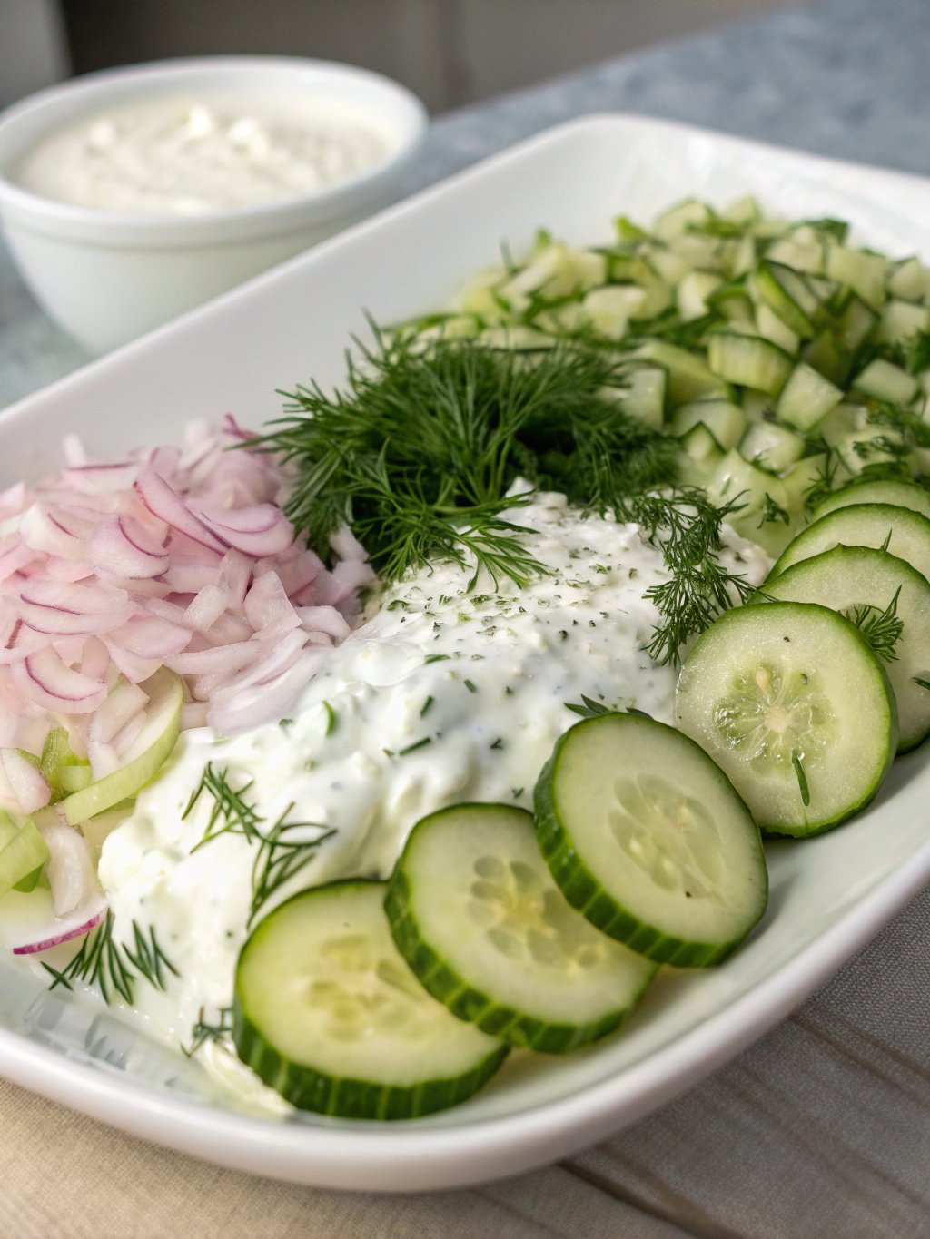 Creamy Cucumber Salad Ingredients