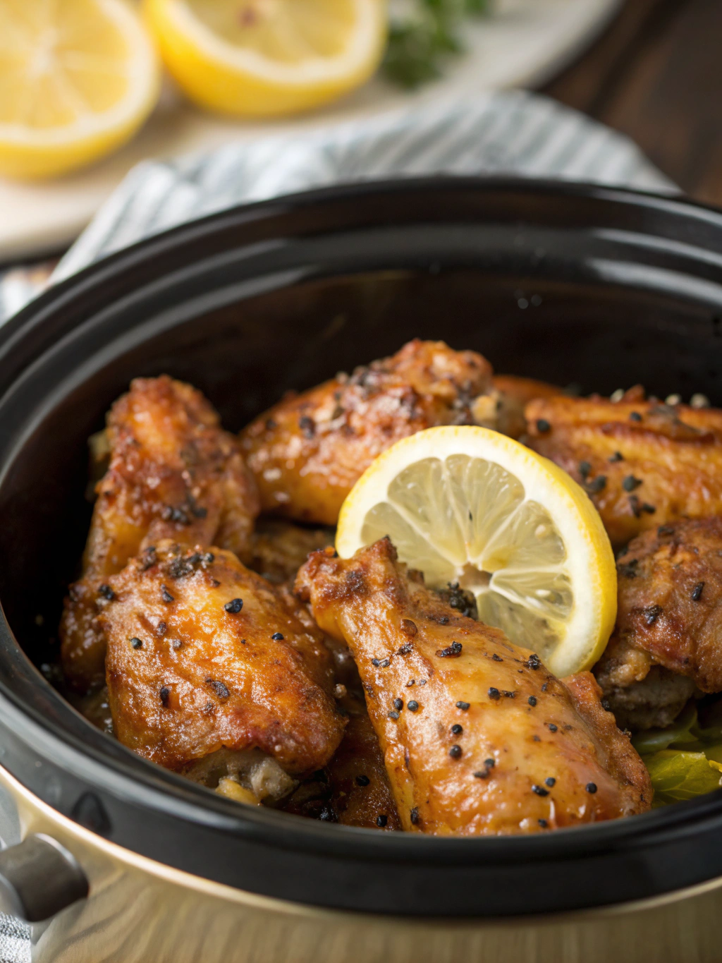 Crockpot Lemon Pepper Chicken Wings
