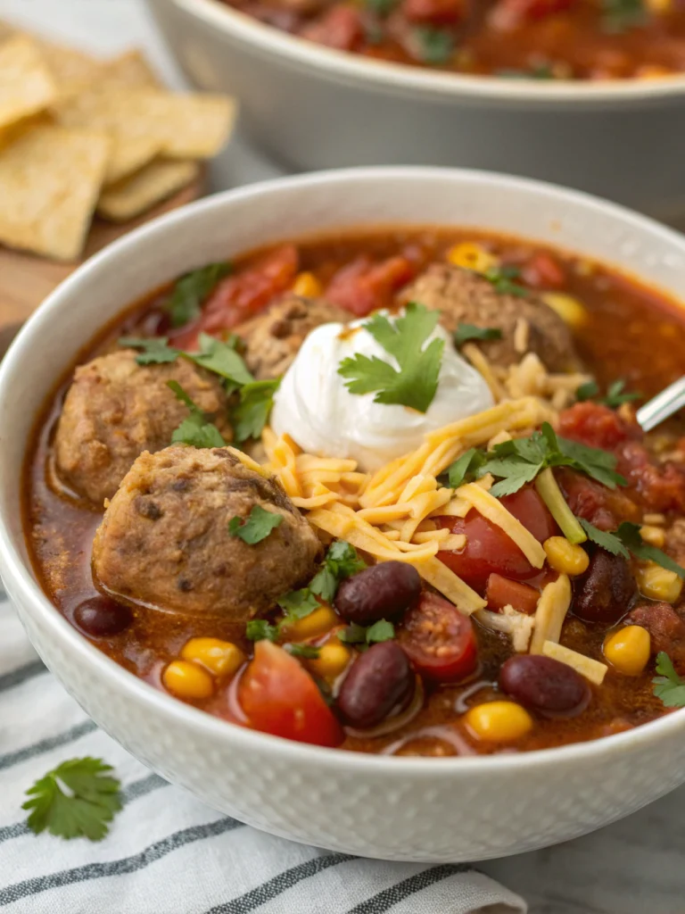 Crockpot Meatball & Chicken Taco Soup