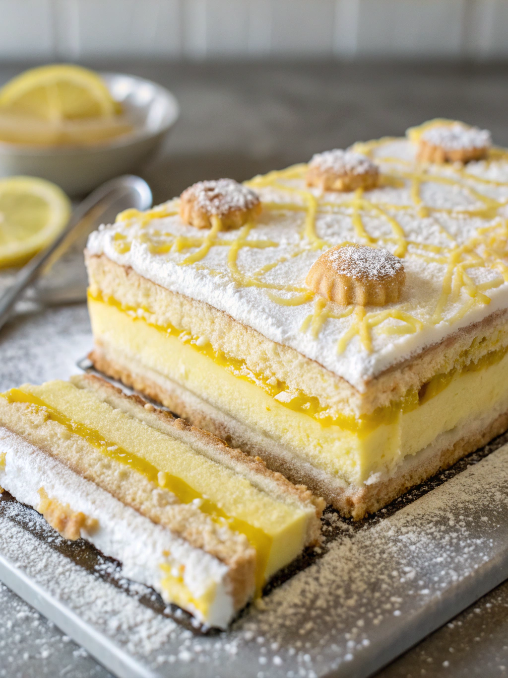 Easy No Bake Lemon Éclair Cake