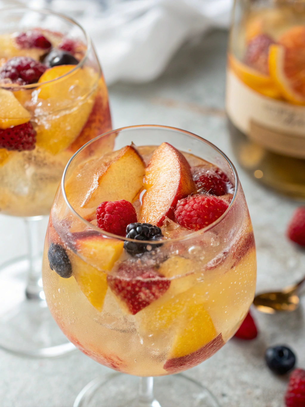Easy White Peach Sangria in Process