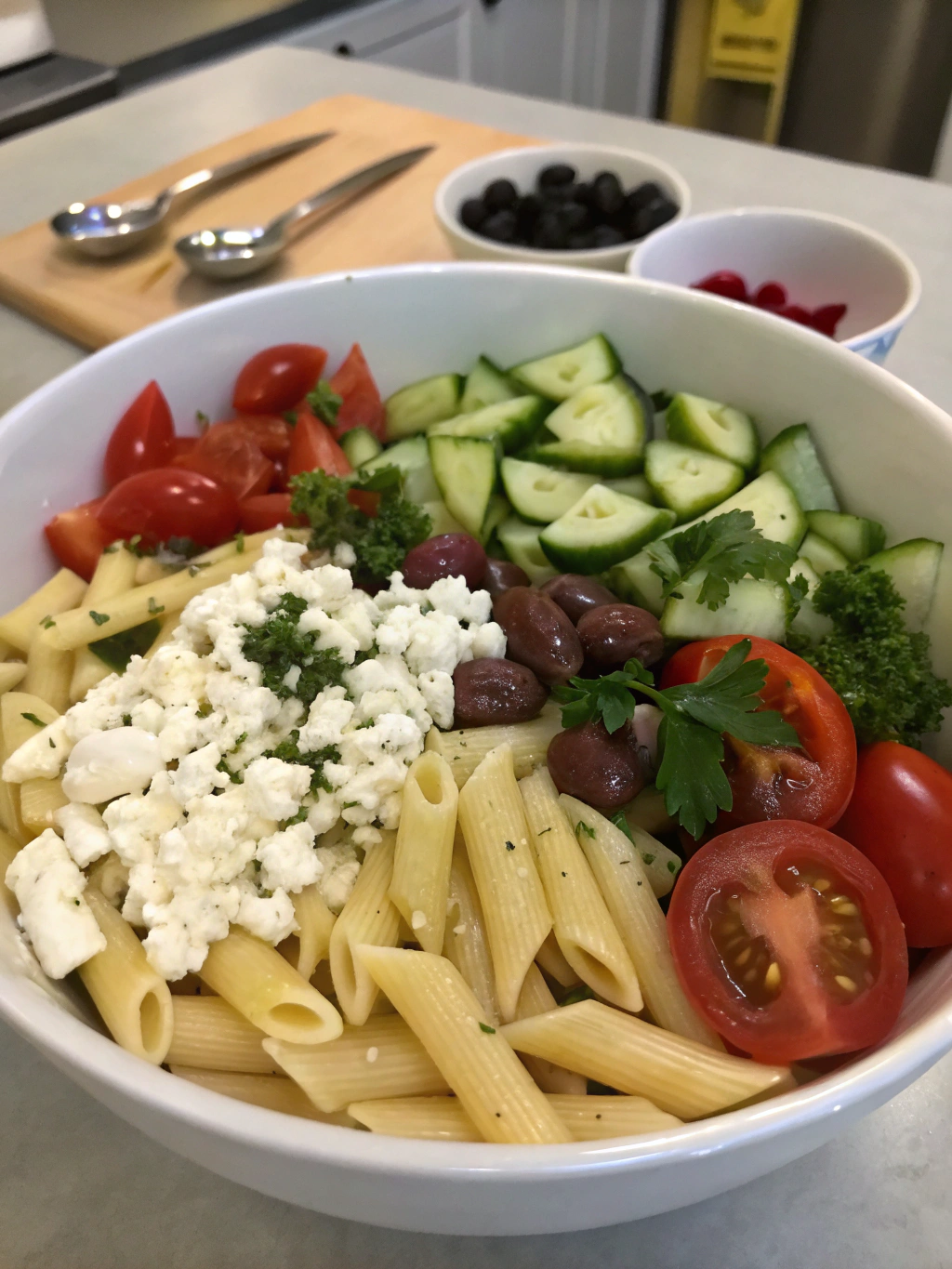 Feta Pasta Salad ingredients