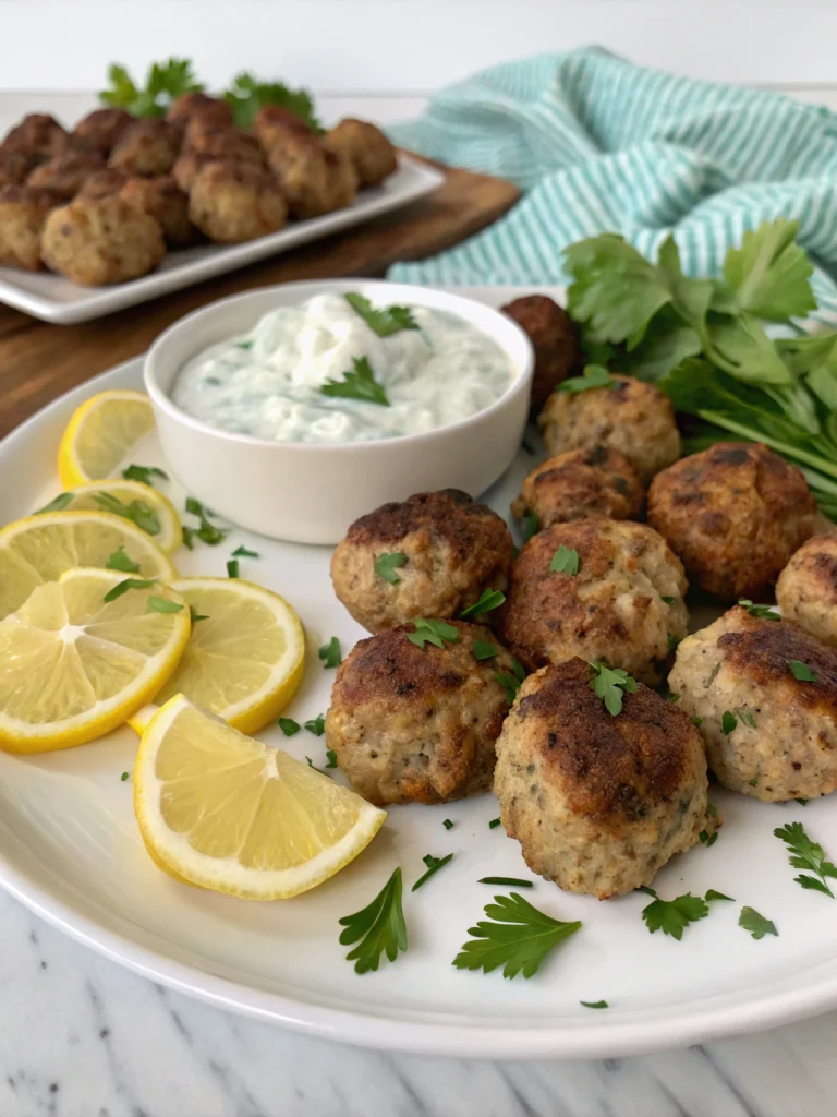 Greek Turkey Meatballs with Tzatziki Sauce