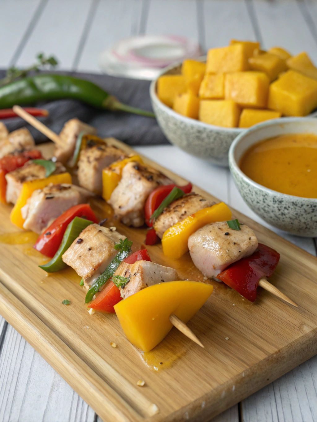 Ingredients for Grilled BBQ Chicken Skewers with Mango Glaze