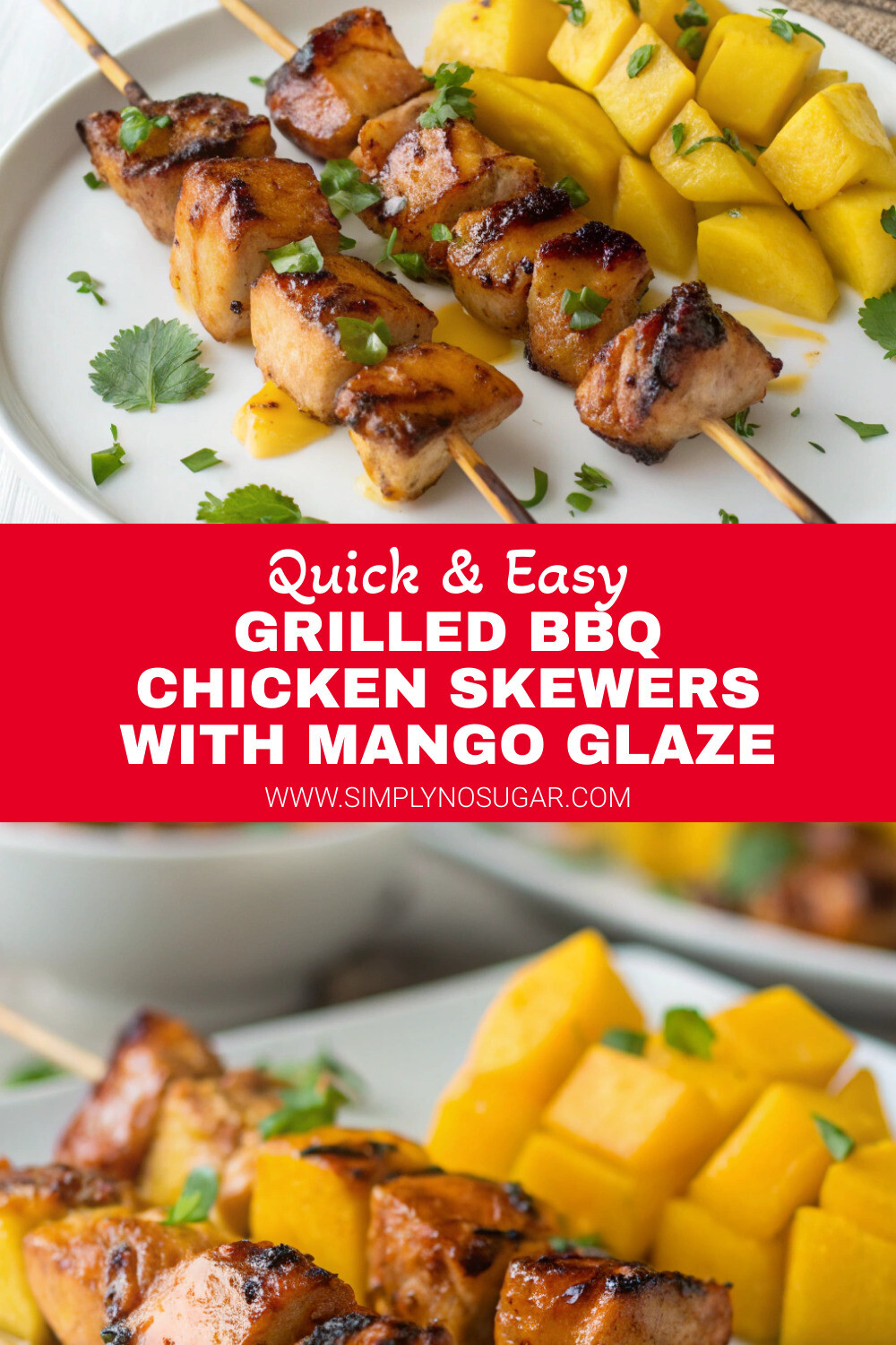 Grilled BBQ Chicken Skewers with Mango Glaze Pinterest Image