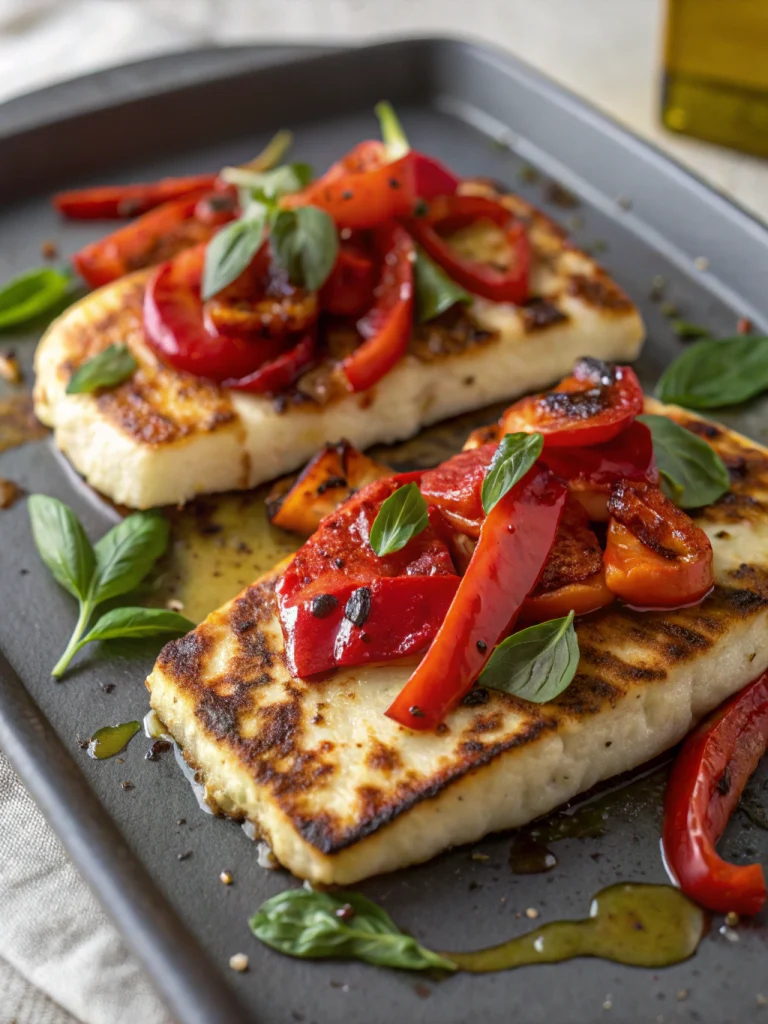 Grilled Halloumi with Roasted Red Peppers