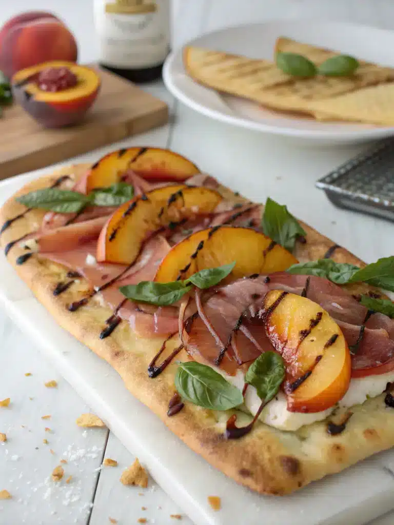 Grilled Peach and Prosciutto Flatbread