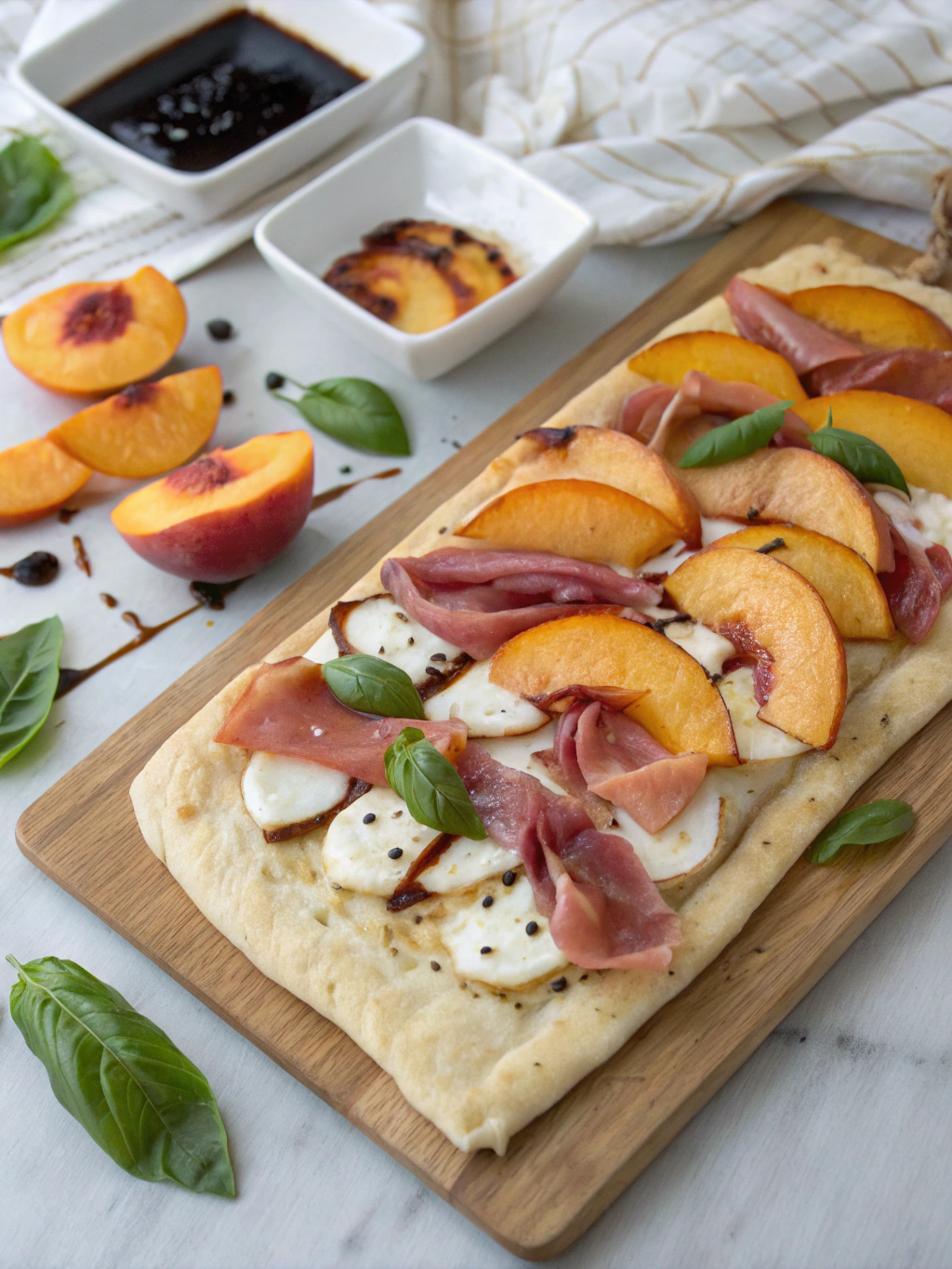 Ingredients for Grilled Peach and Prosciutto Flatbread