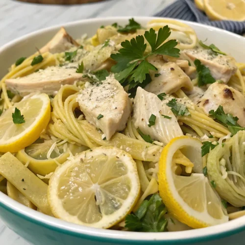 Lemon Chicken Artichoke Pasta Salad