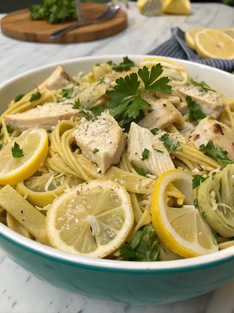 Lemon Chicken Artichoke Pasta Salad