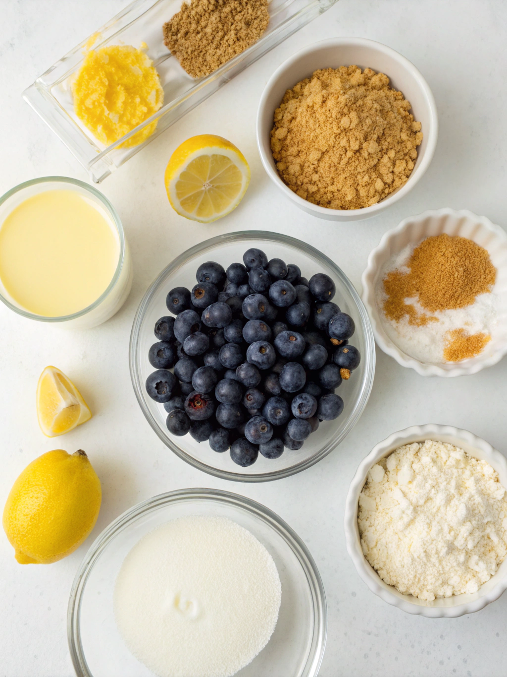 Ingredients for No Bake Lemon Blueberry Dessert