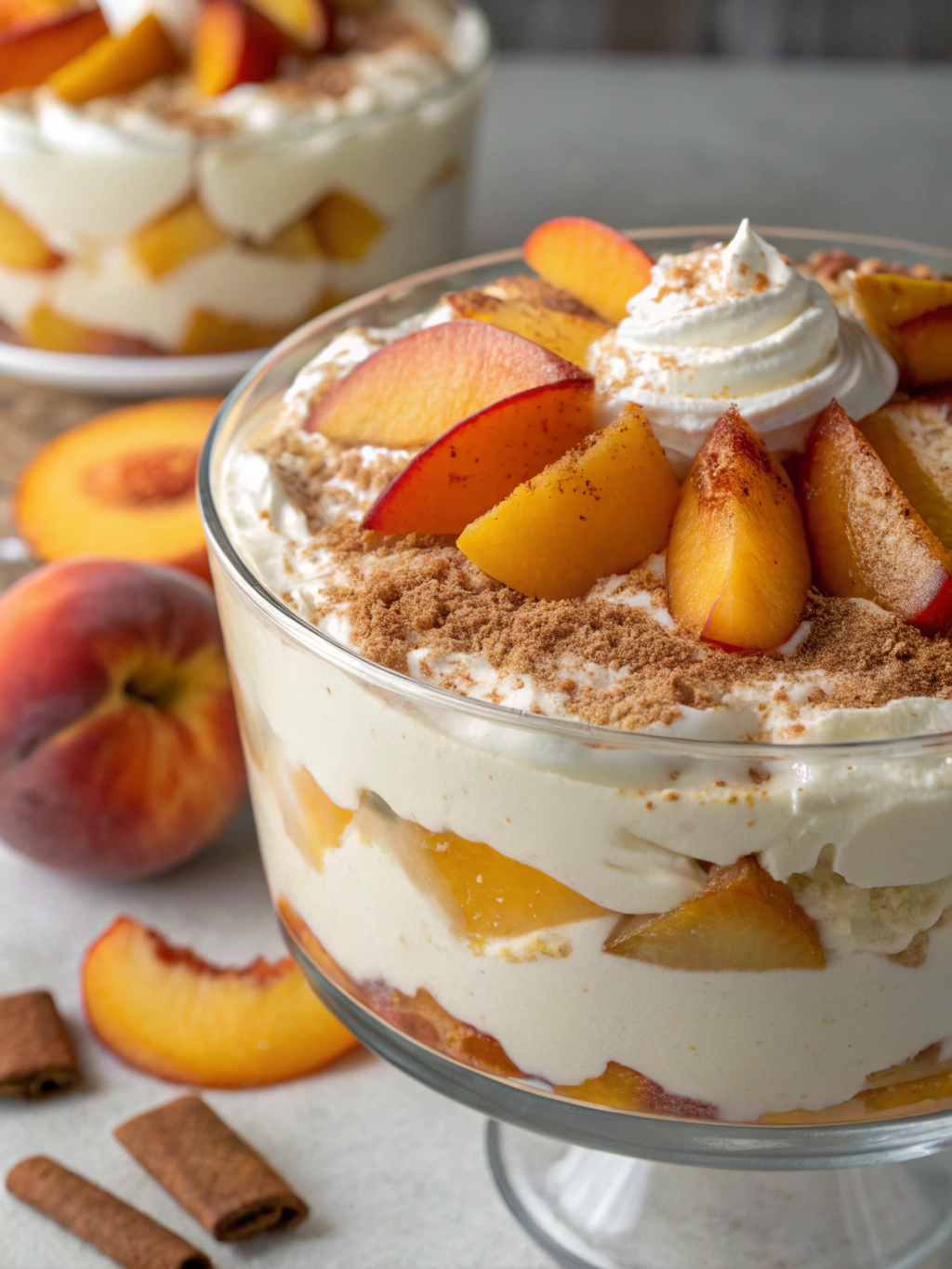 No-Bake Peaches and Cream Layered Dessert