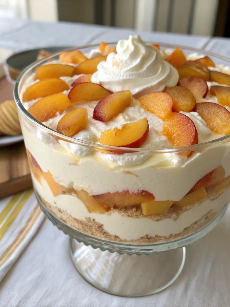 No-Bake Peaches and Cream Layered Dessert