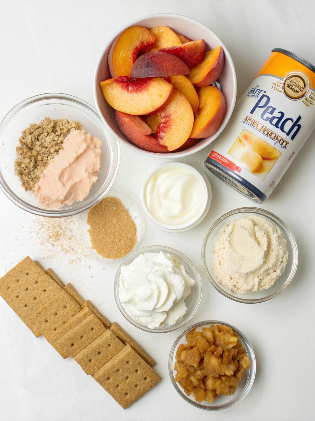 Ingredients for No-Bake Peaches and Cream Layered Dessert