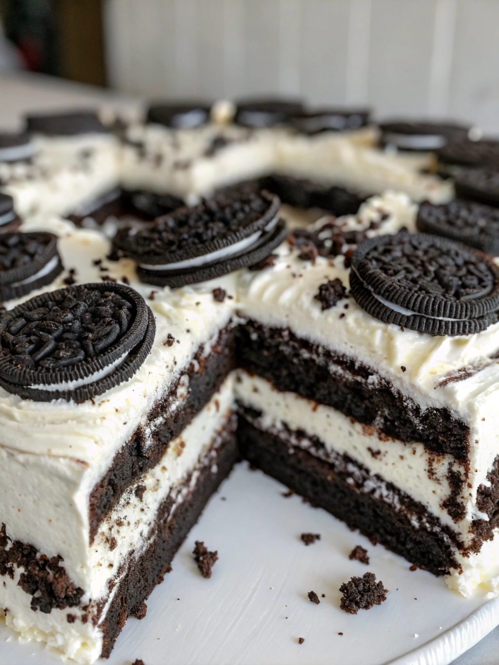 Oreo Icebox Cake Process