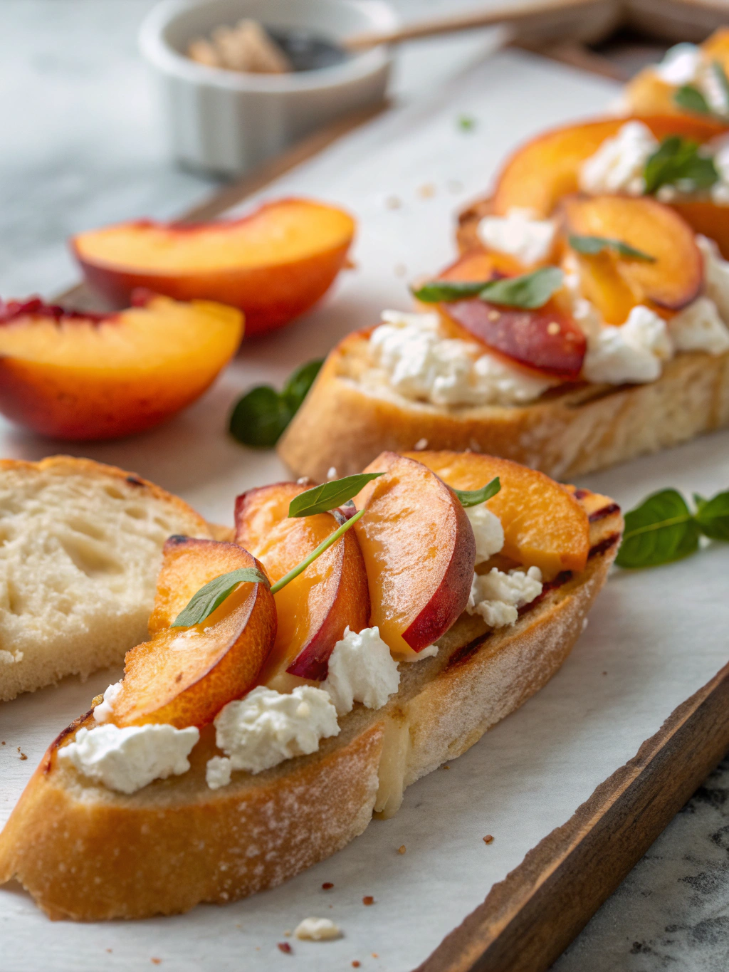 Peach Bruschetta preparation