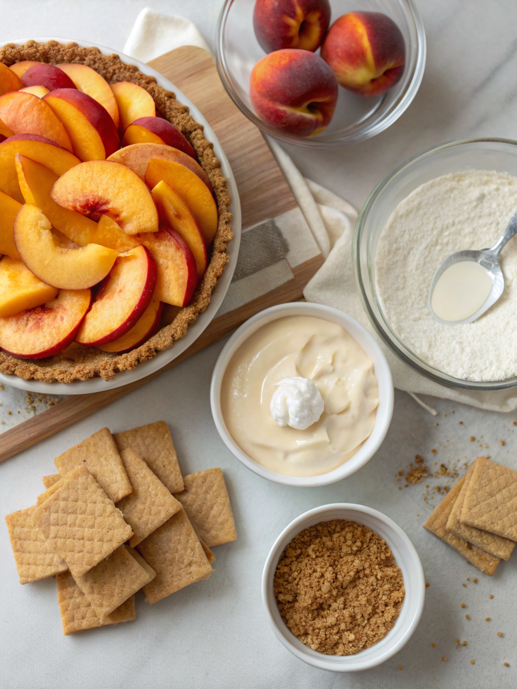 Ingredients for Peaches and Cream Icebox Pie