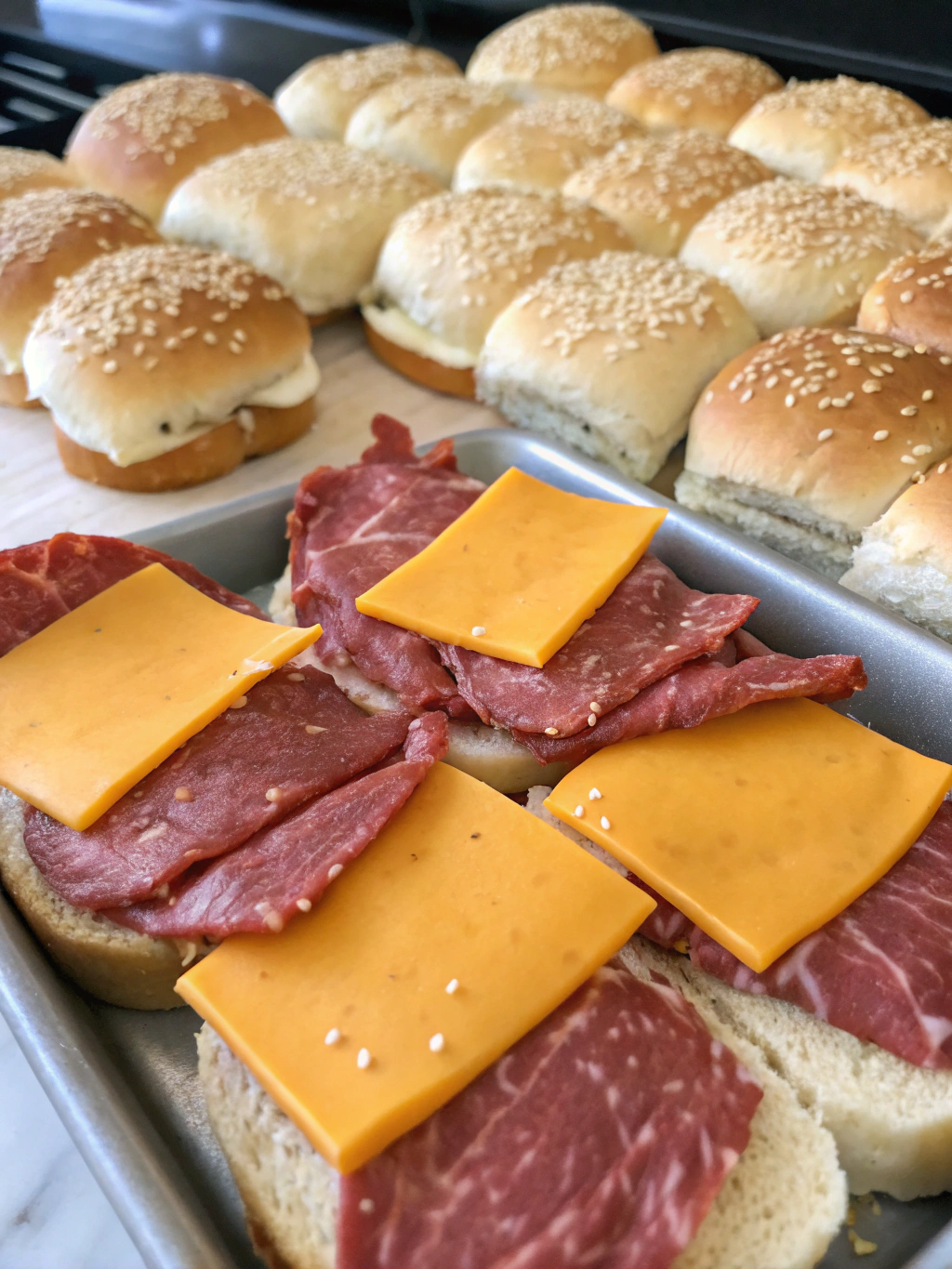 Roast Beef and Cheddar Sliders ingredients