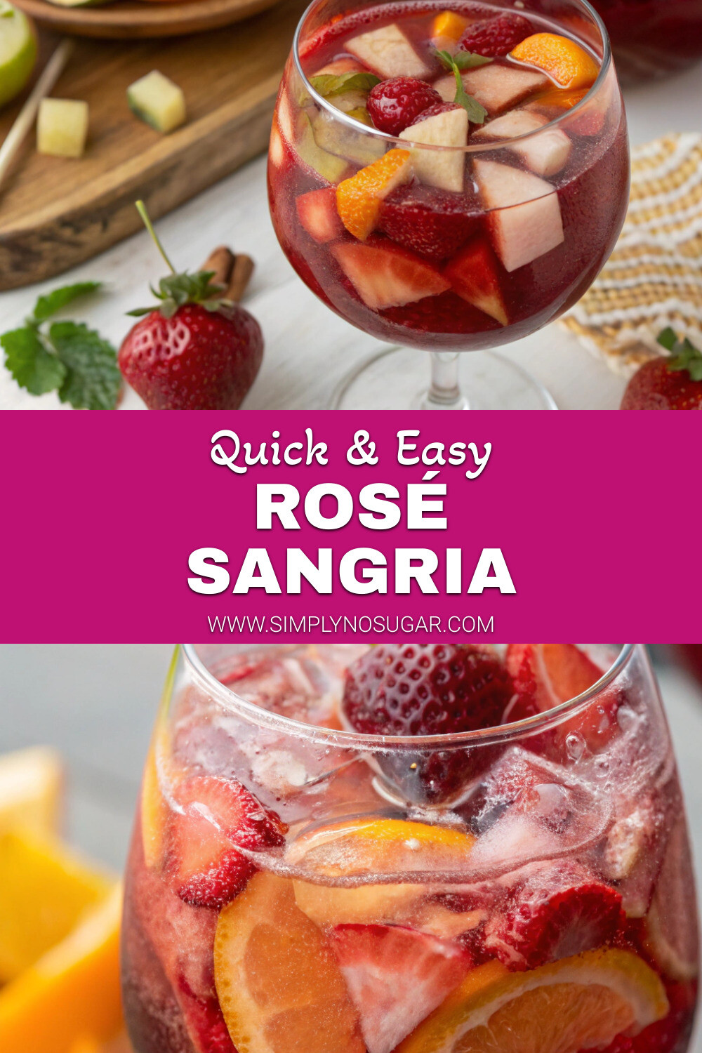 Rosé sangria in glasses with fruit