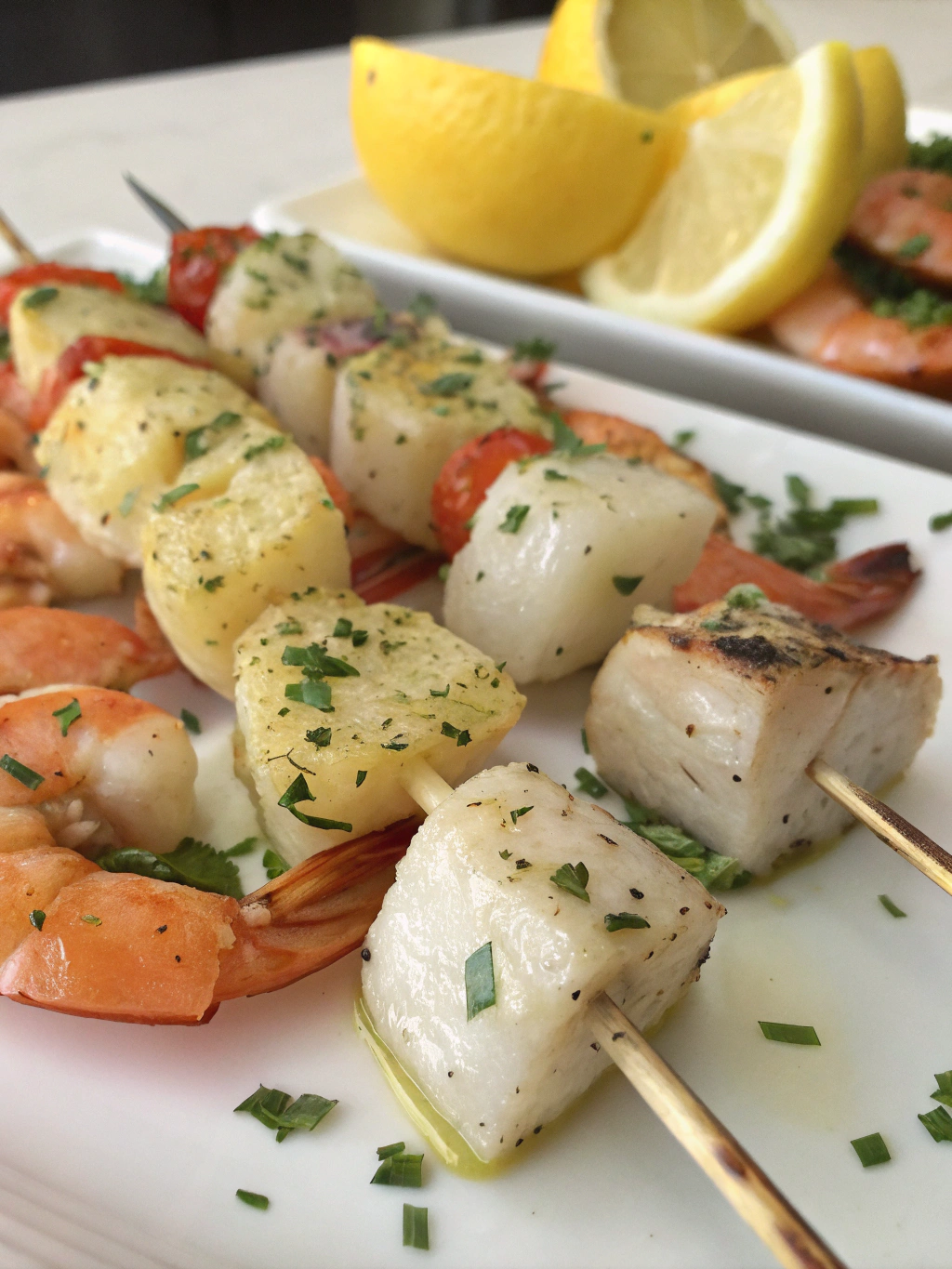 Seafood Kebabs with Lemon Herb Marinade