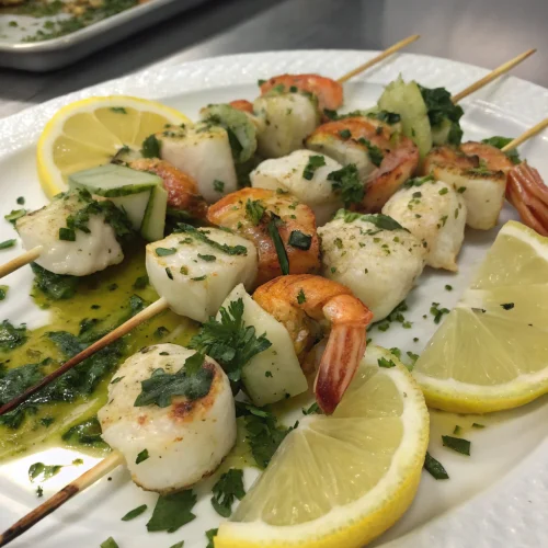 Seafood Kebabs with Lemon Herb Marinade