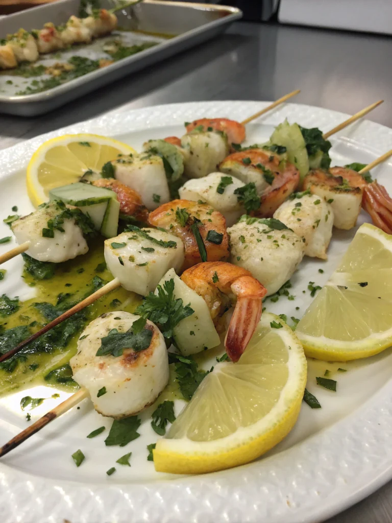 Seafood Kebabs with Lemon Herb Marinade