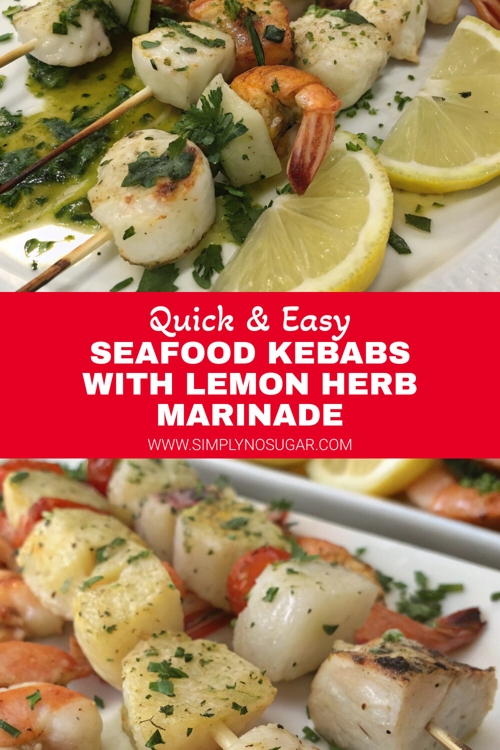 Seafood Kebabs with Lemon Herb Marinade Pinterest Image