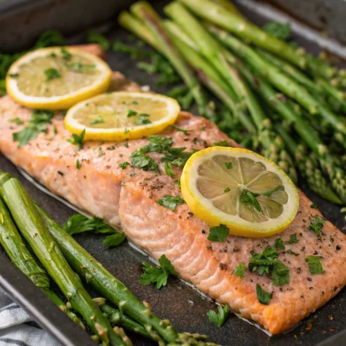 Sheet Pan Lemon Herb Salmon and Asparagus 1