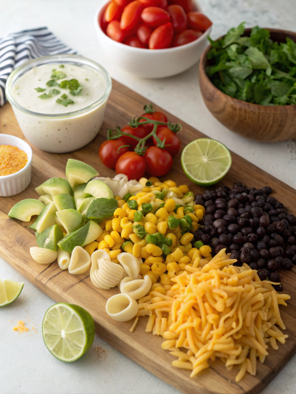 Southwest Ranch Pasta Salad ingredients