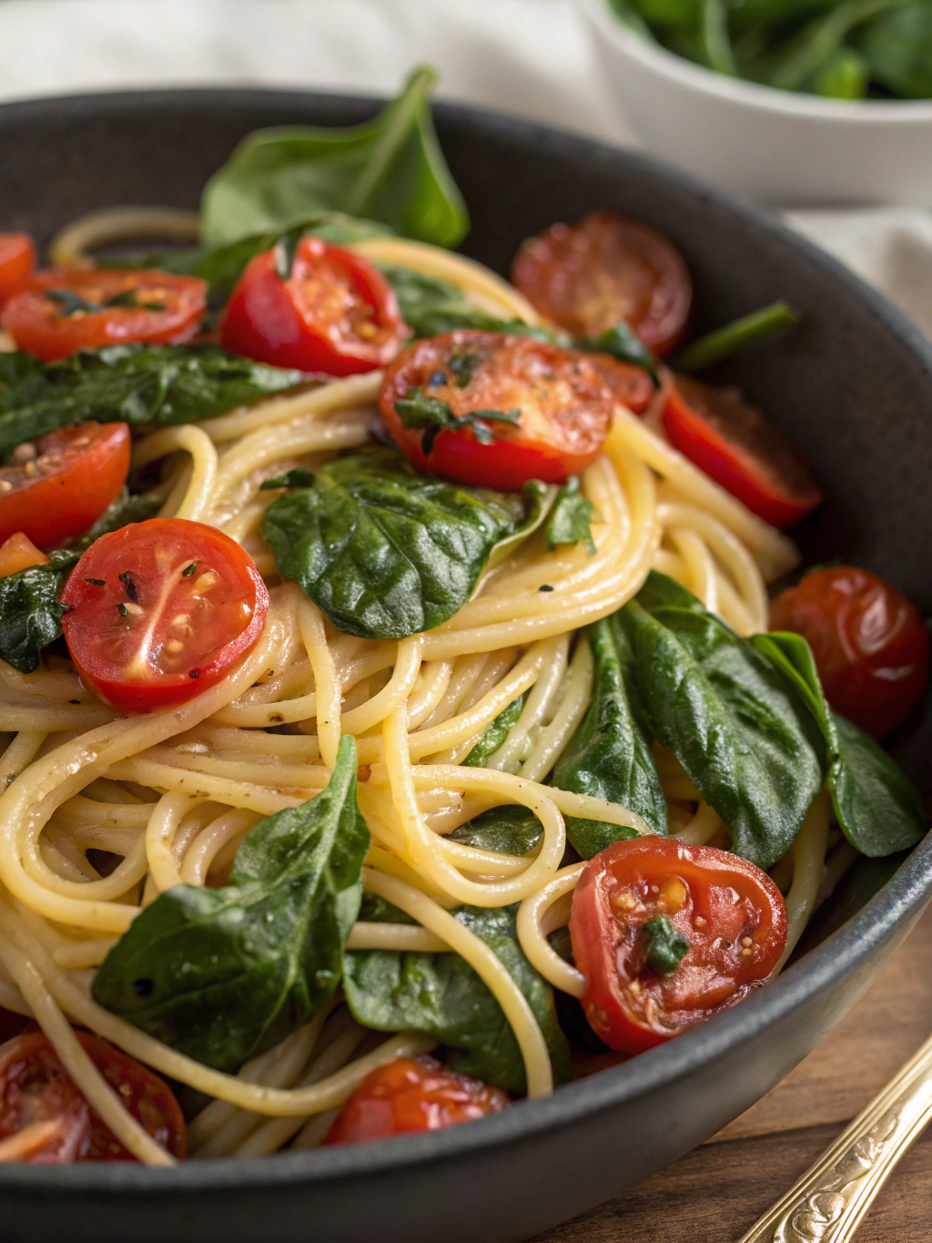 Spinach Tomato Pasta Cooking