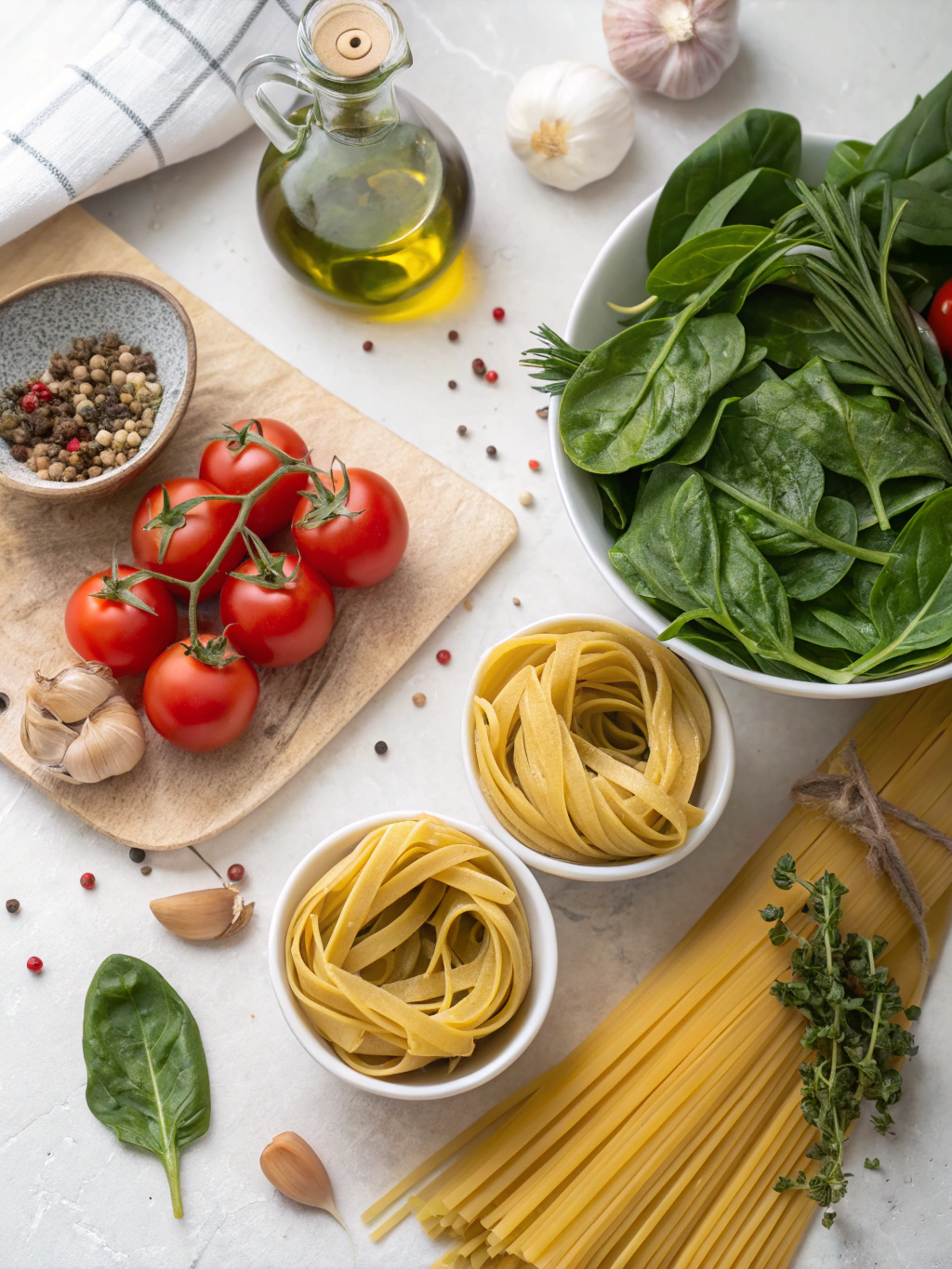 Spinach Tomato Pasta Ingredients