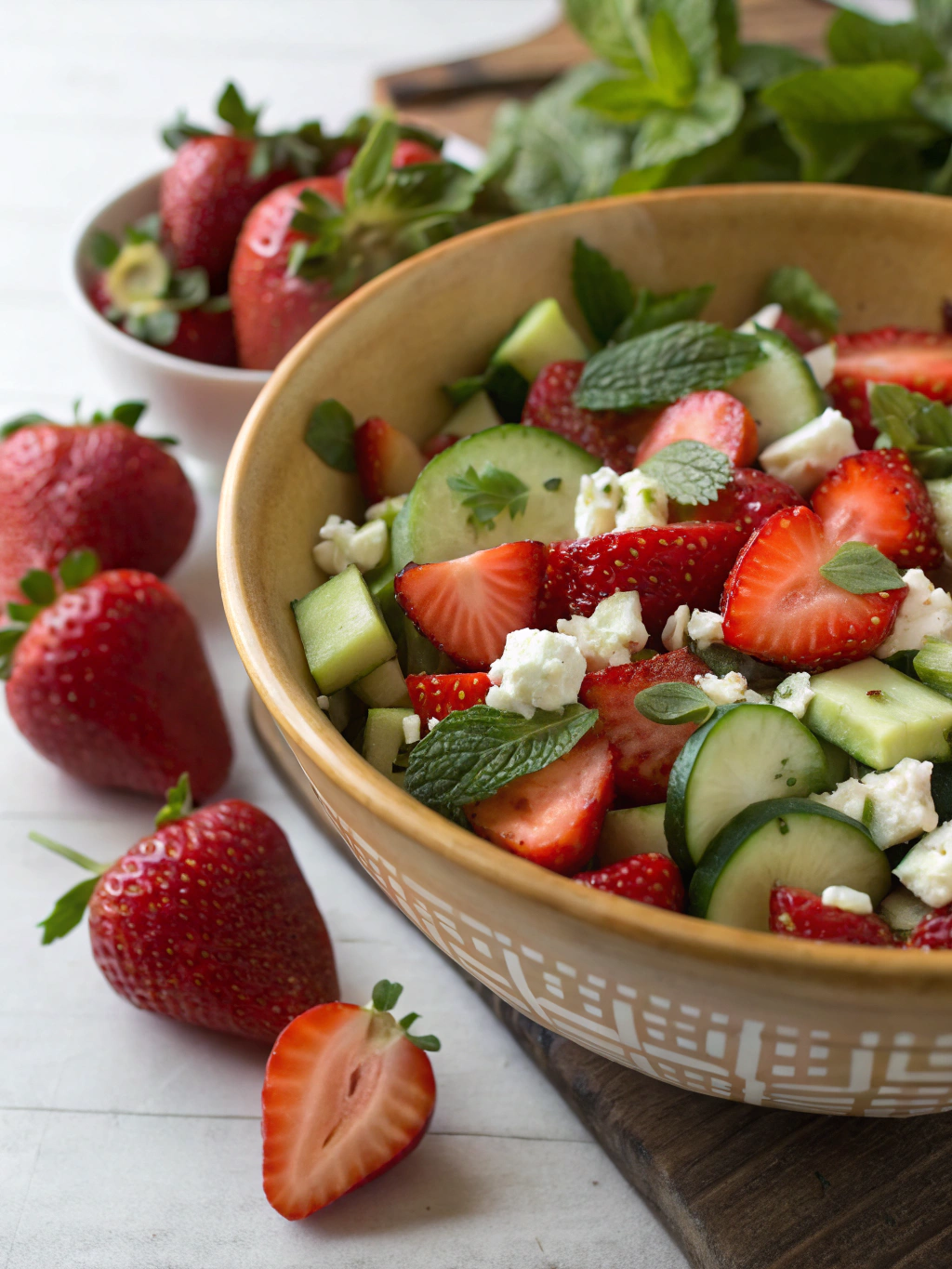 Ingredients for Strawberry Cucumber Salad