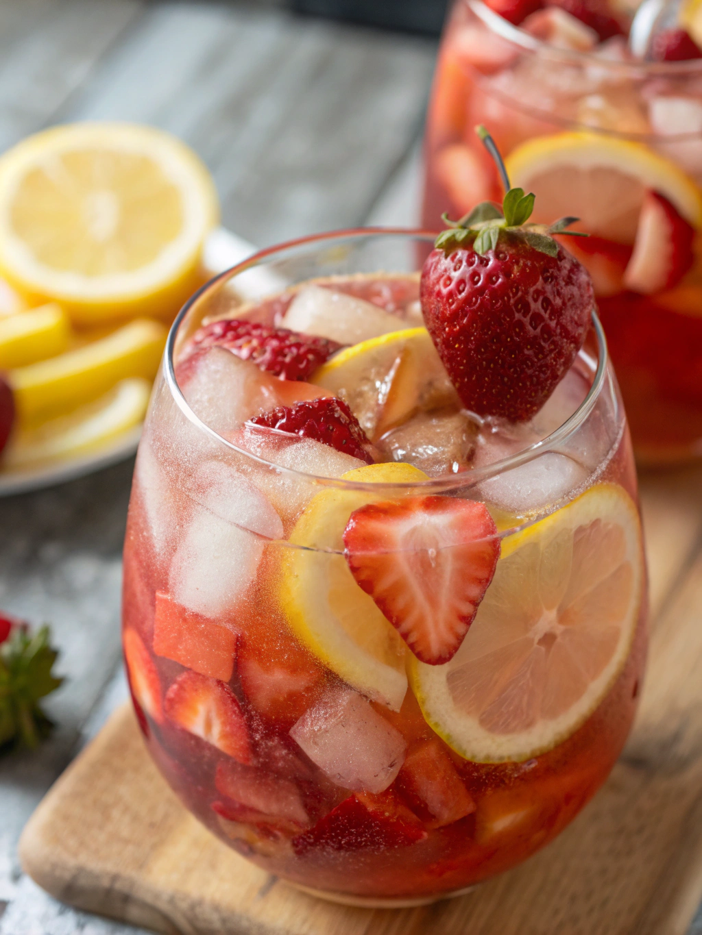 Strawberry Lemonade Sangria preparation