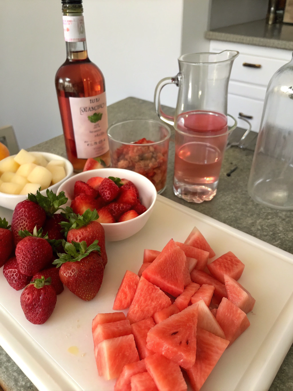 Ingredients for Strawberry Watermelon Rosé Sangria