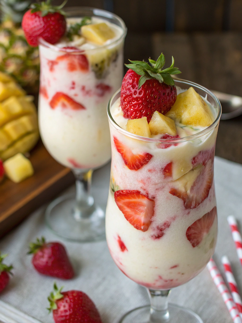 Virgin Strawberry Pina Colada Preparation