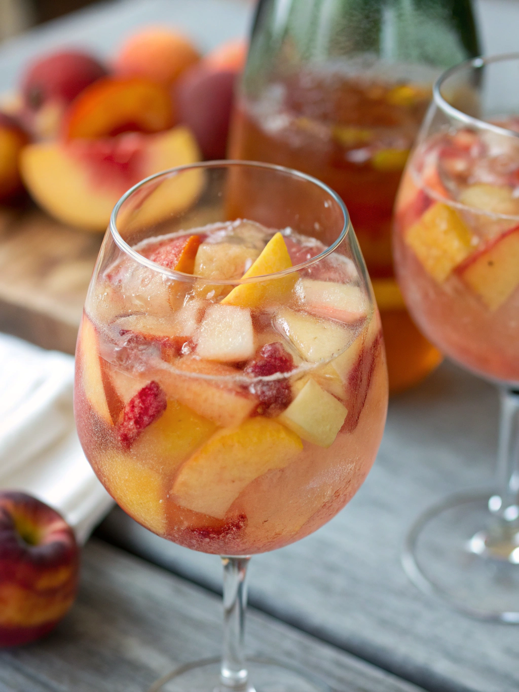 White Peach Sangria in a pitcher