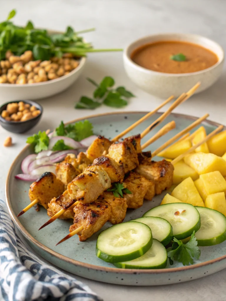 Baked Chicken Satay Skewers
